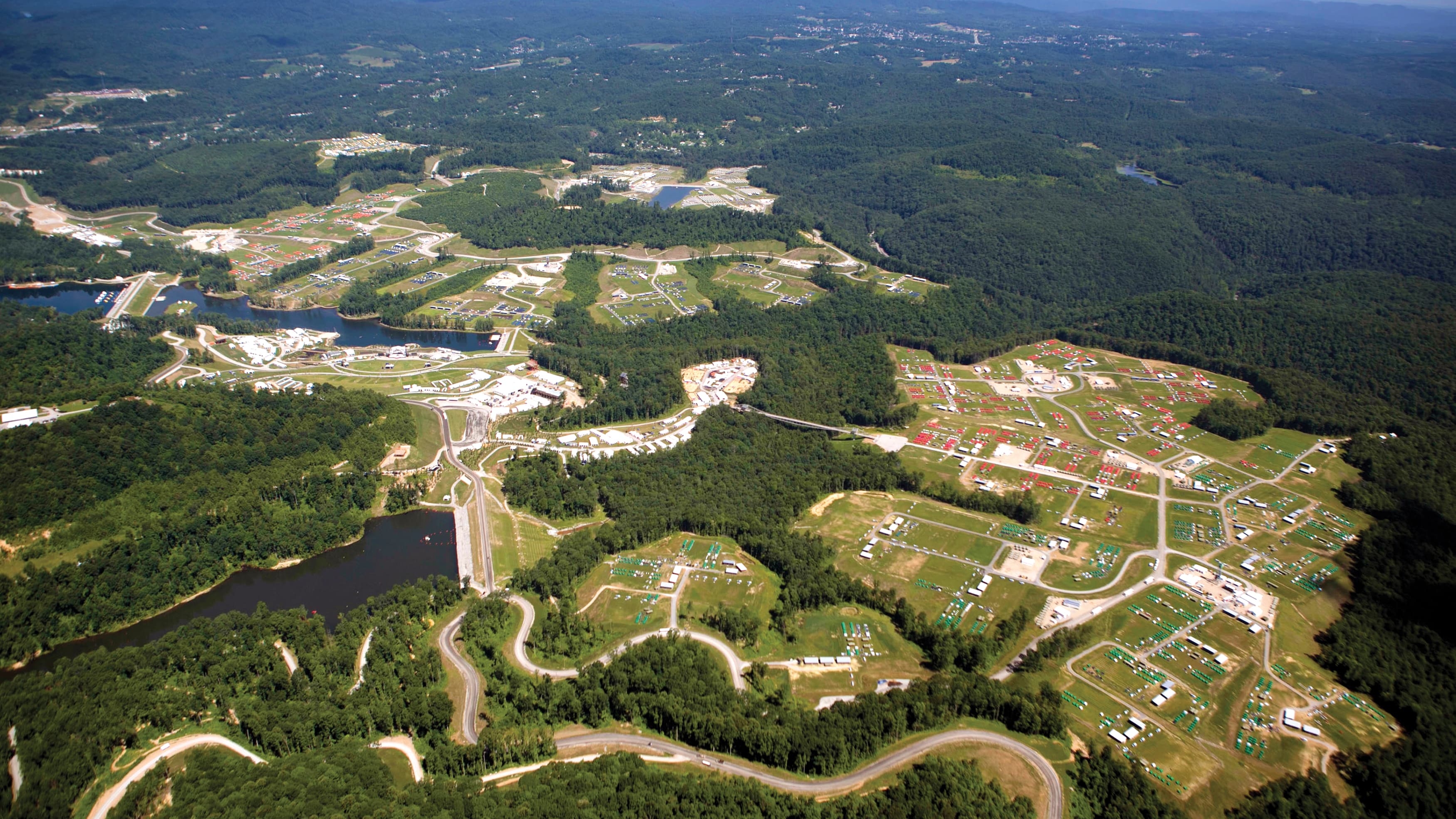 Overhead view of the whole Summit Bechtel Reserve Boy Scouts of America Jamboree site in West Virgina