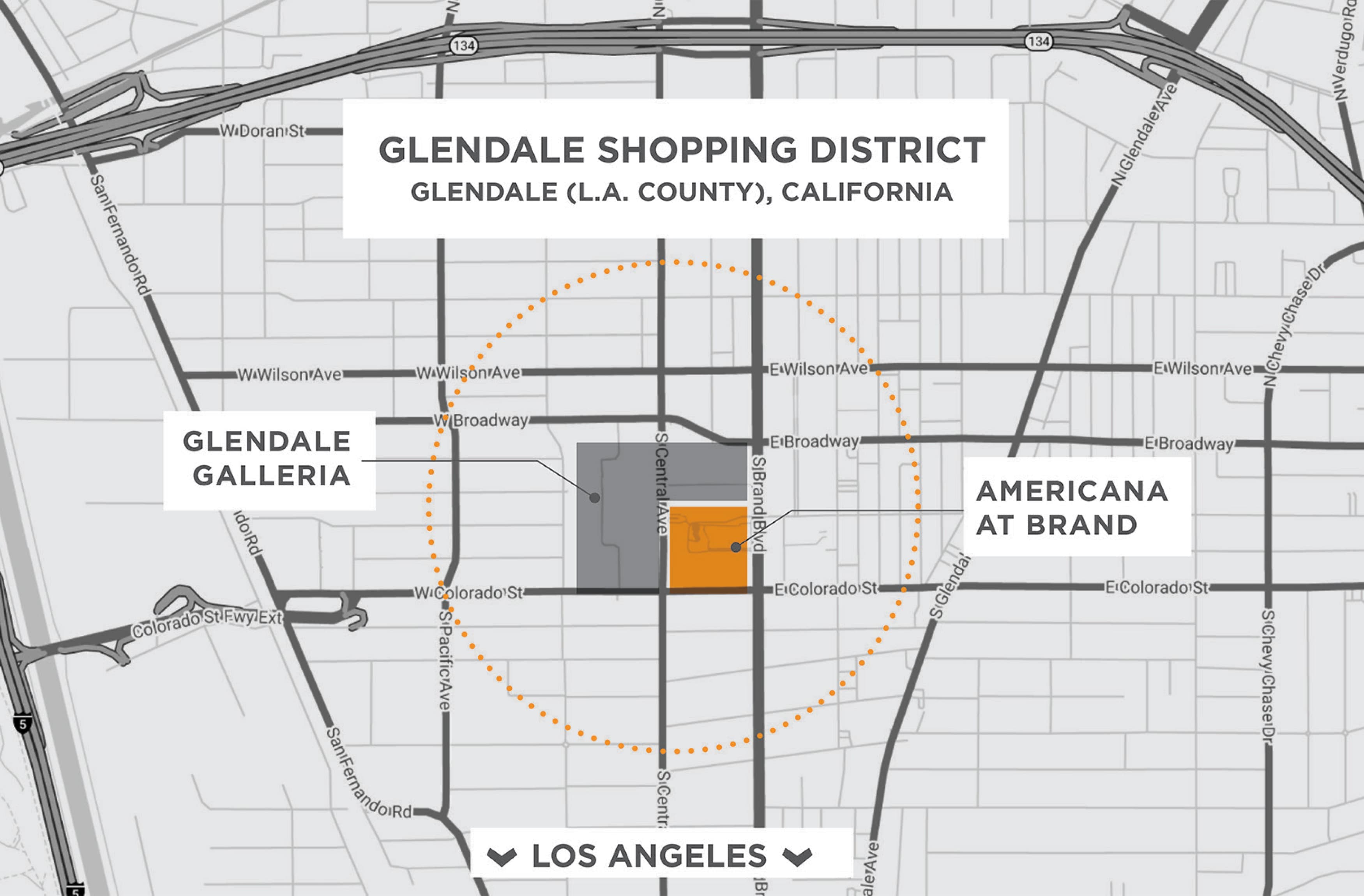 Map graphic of Americana at Brand