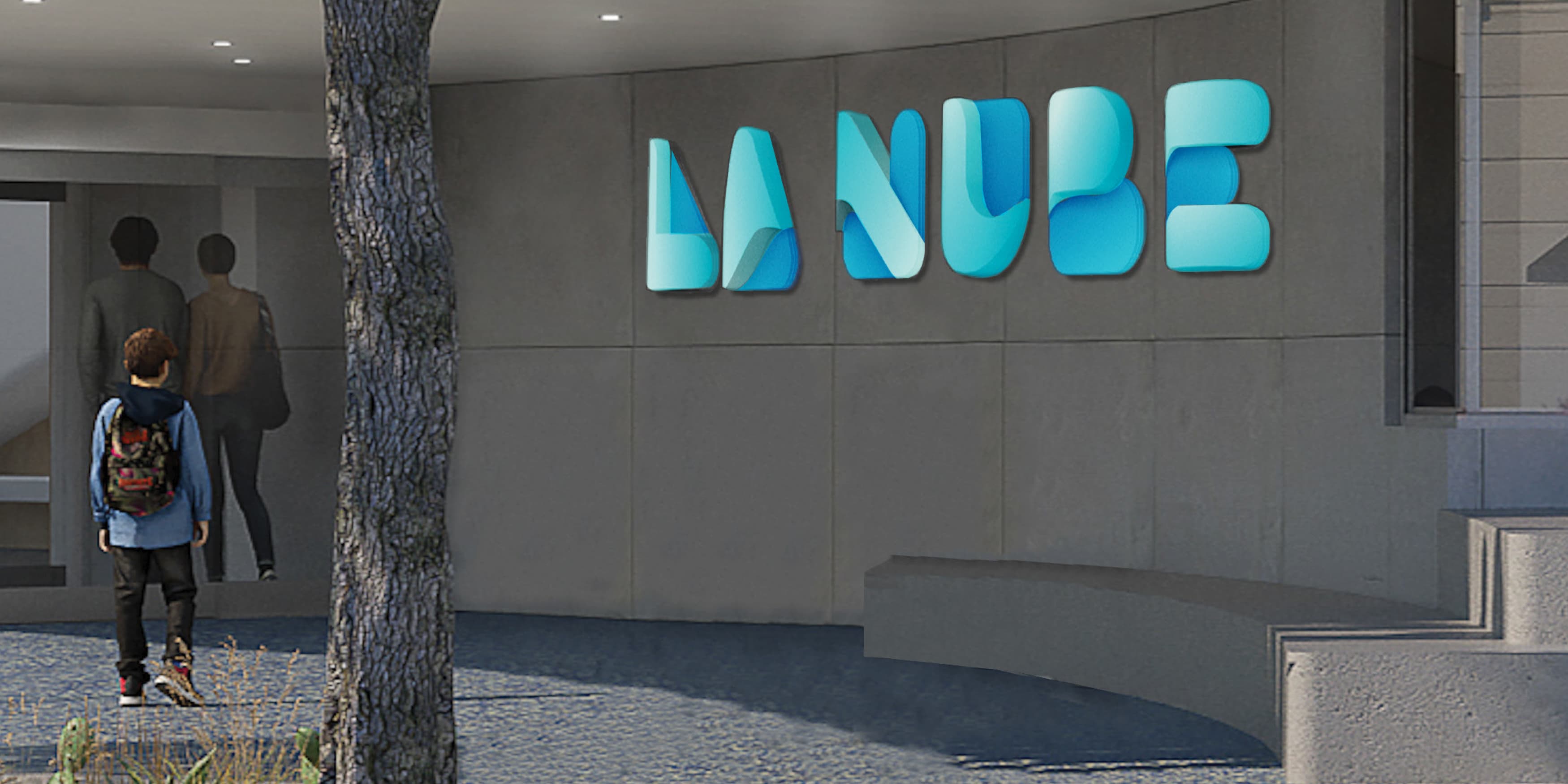 Image of the entrance to La Nube, signage completed by RSM Design