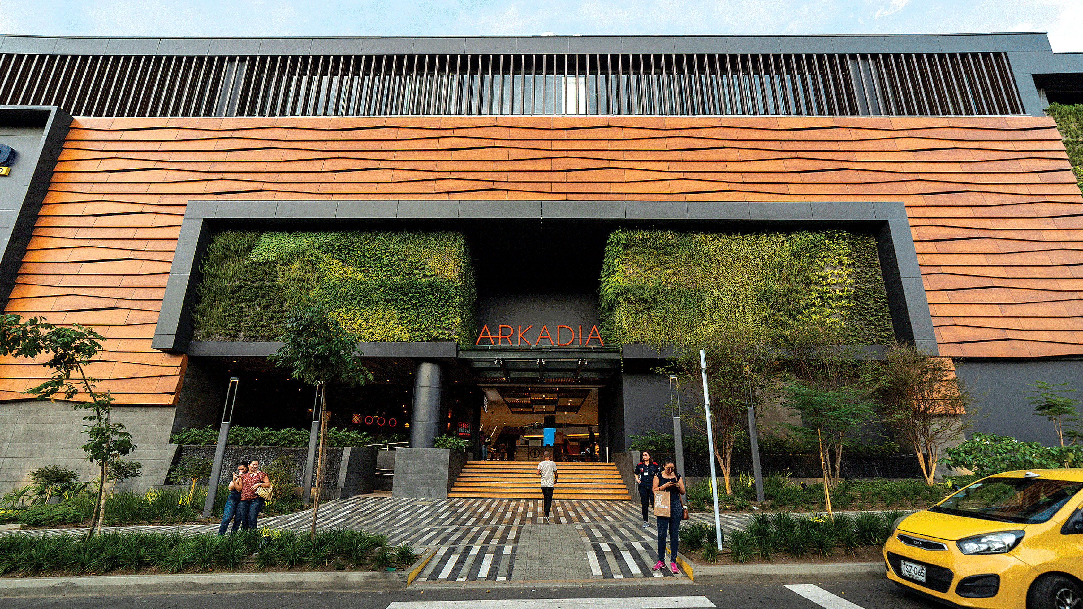 Arkadia Shopping mall exterior entrance with signage.