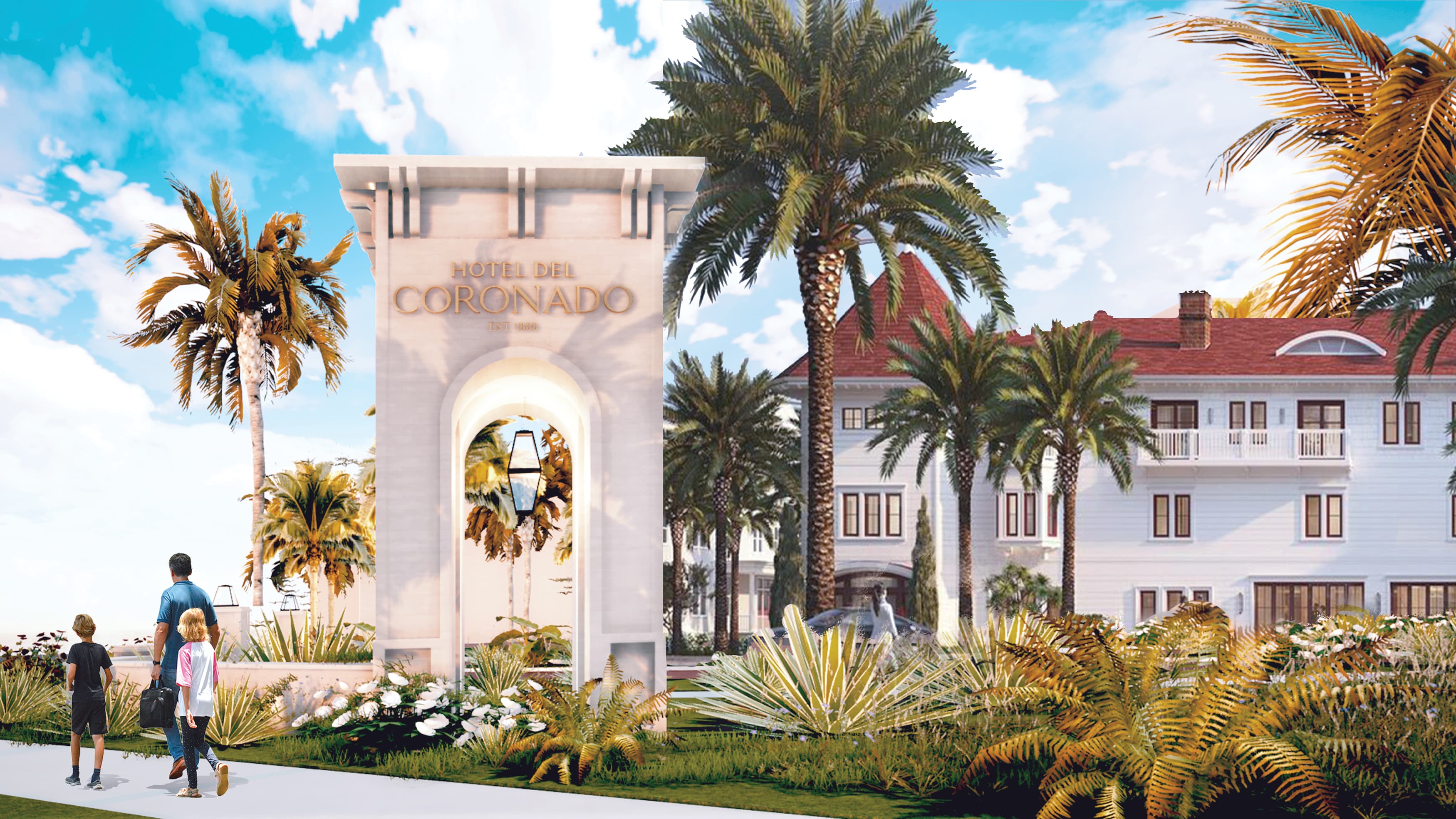 A large rotunda branded with Hotel del Coronado identity signage.