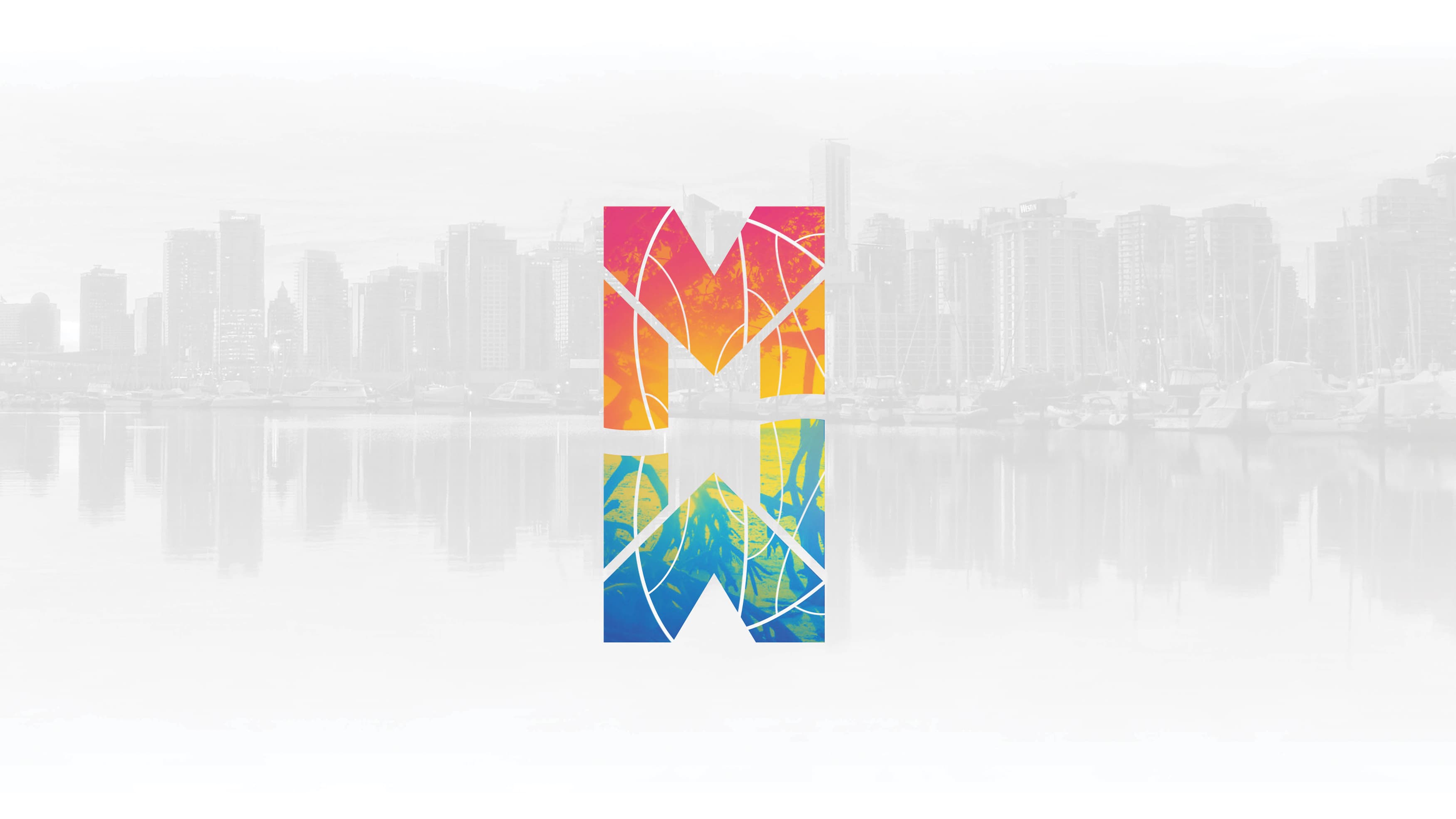 Miami Baywalk logo in multicolor on grey image background.