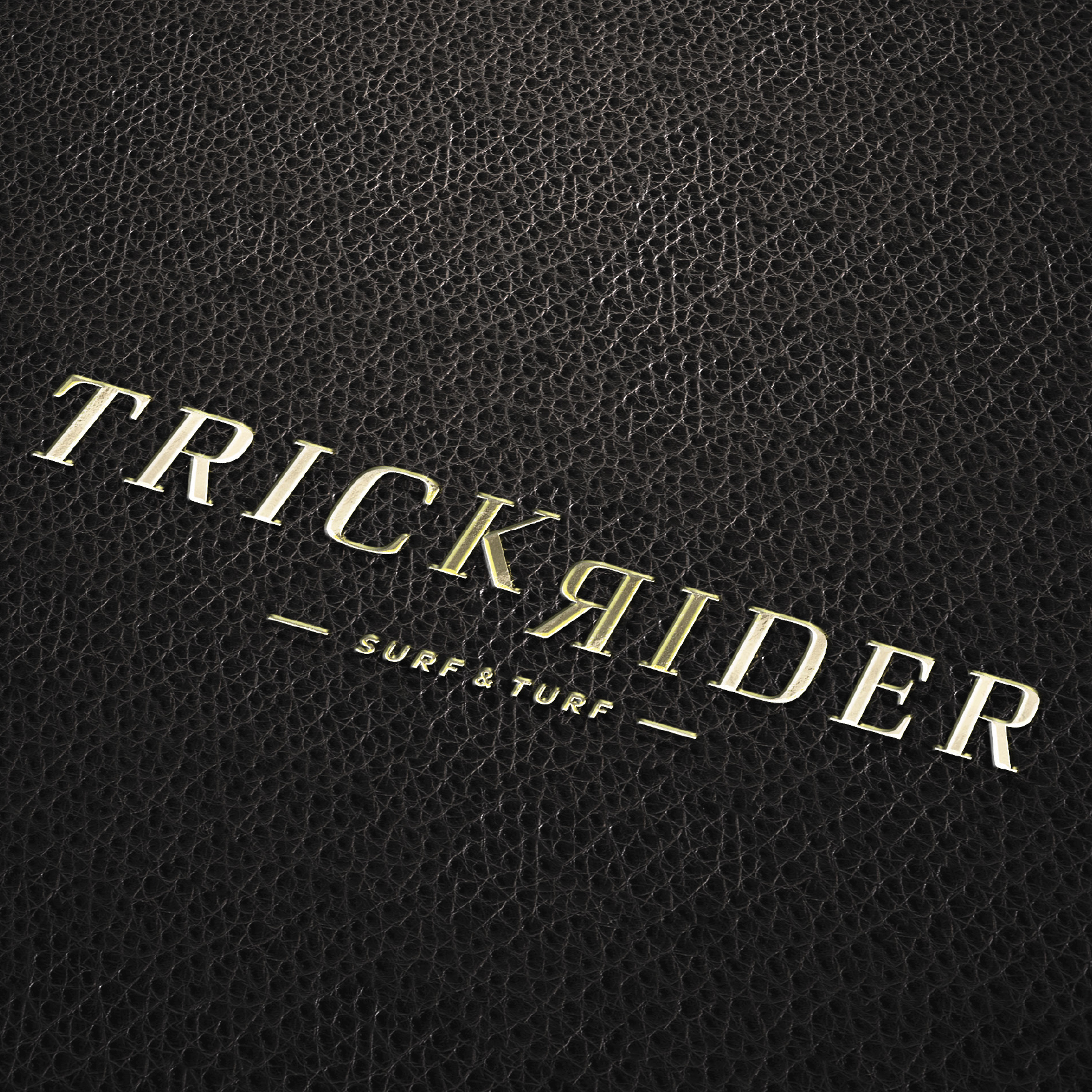 Trick Rider brand applied to the leather menu cover. 