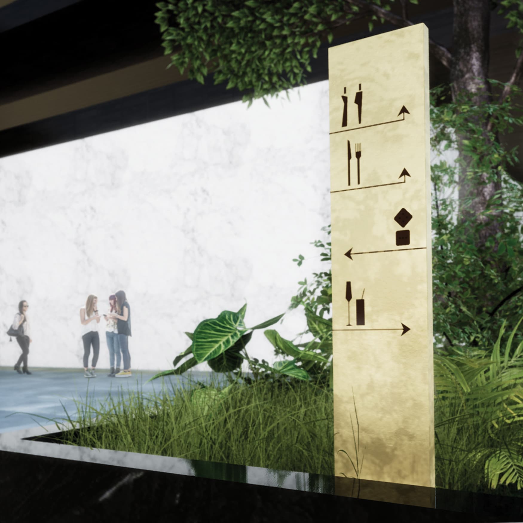 Pedestrian wayfinding system designed for Viceroy Hotels and Resorts in Belarus.