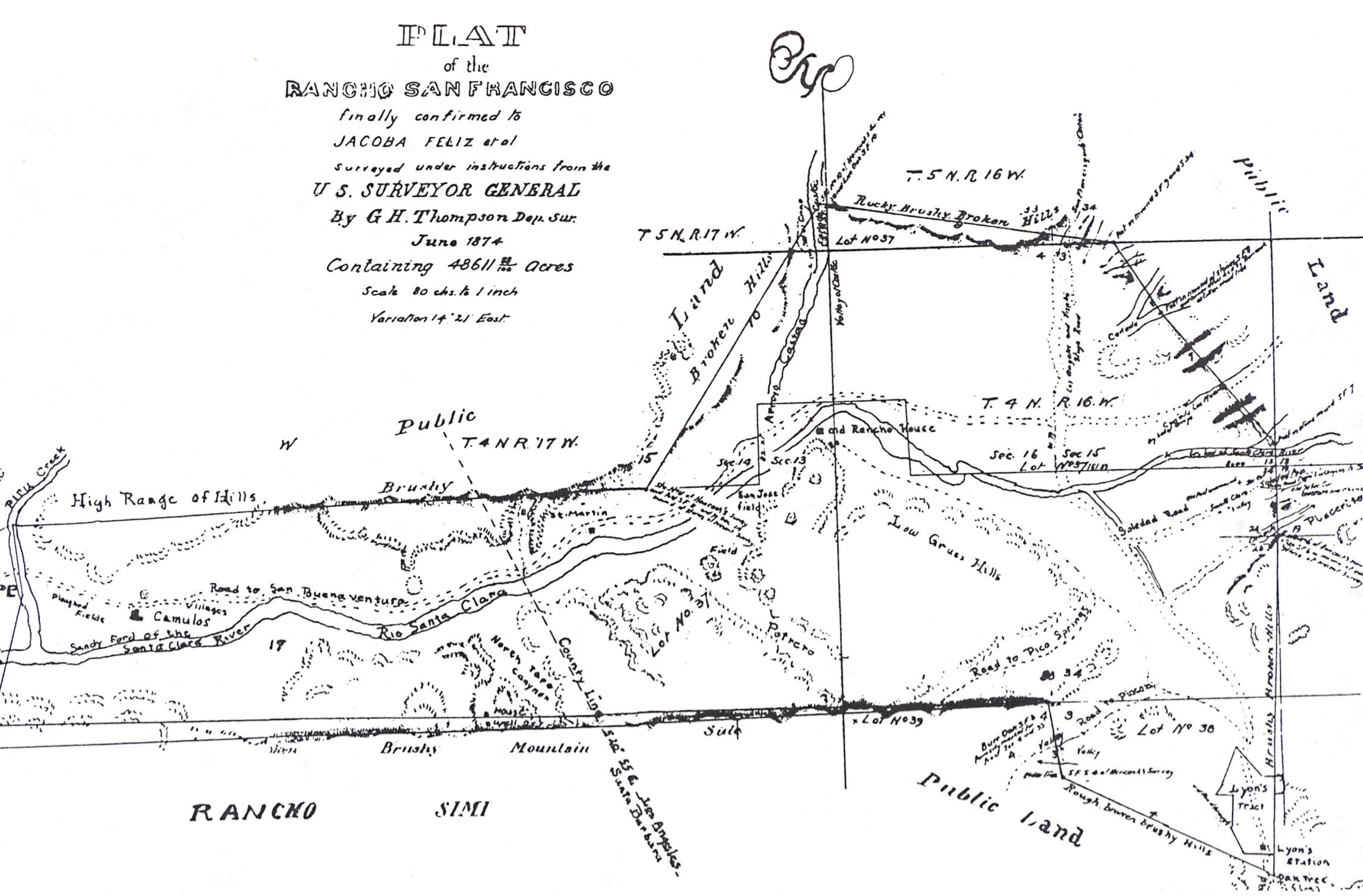 Map of the Santa Clarita area from the late 1800s, where Valencia by FivePoint Communities and RSM Design is today. 