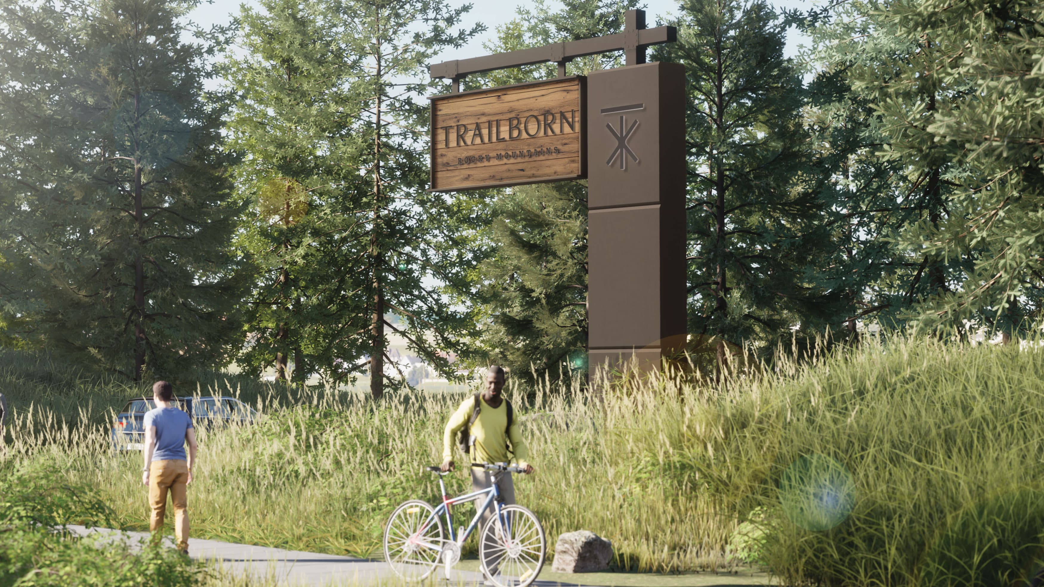 Hero image of the master sign at Trailborn Rocky Mountains hotel, by RSM Design. 