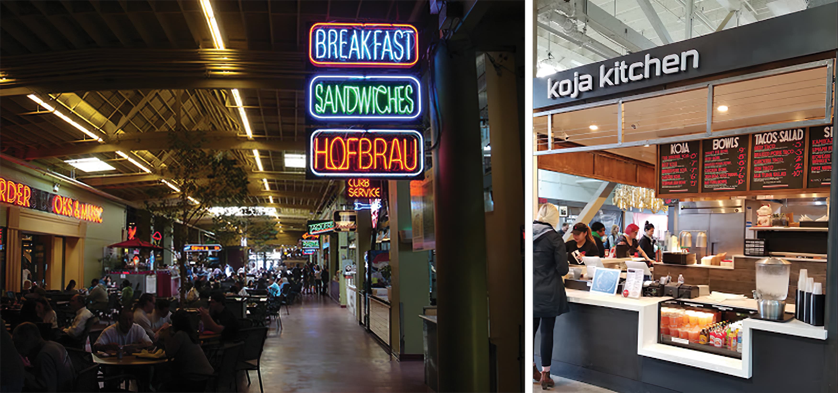 RSM Design worked with TMG Partners to develop signage and wayfinding program for Public Market, a dining and shopping center in San Francisco, California.