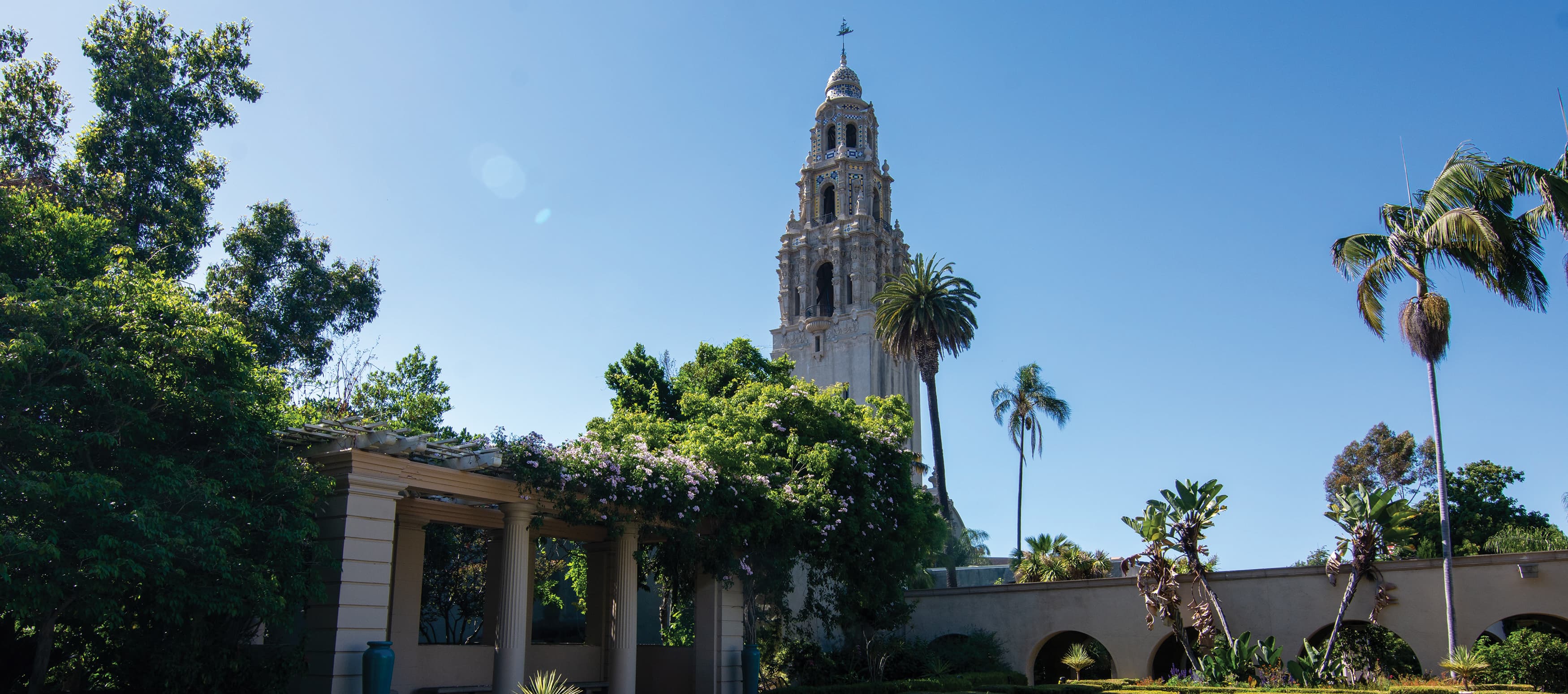 Historical church tower located in Balboa Park, San Diego