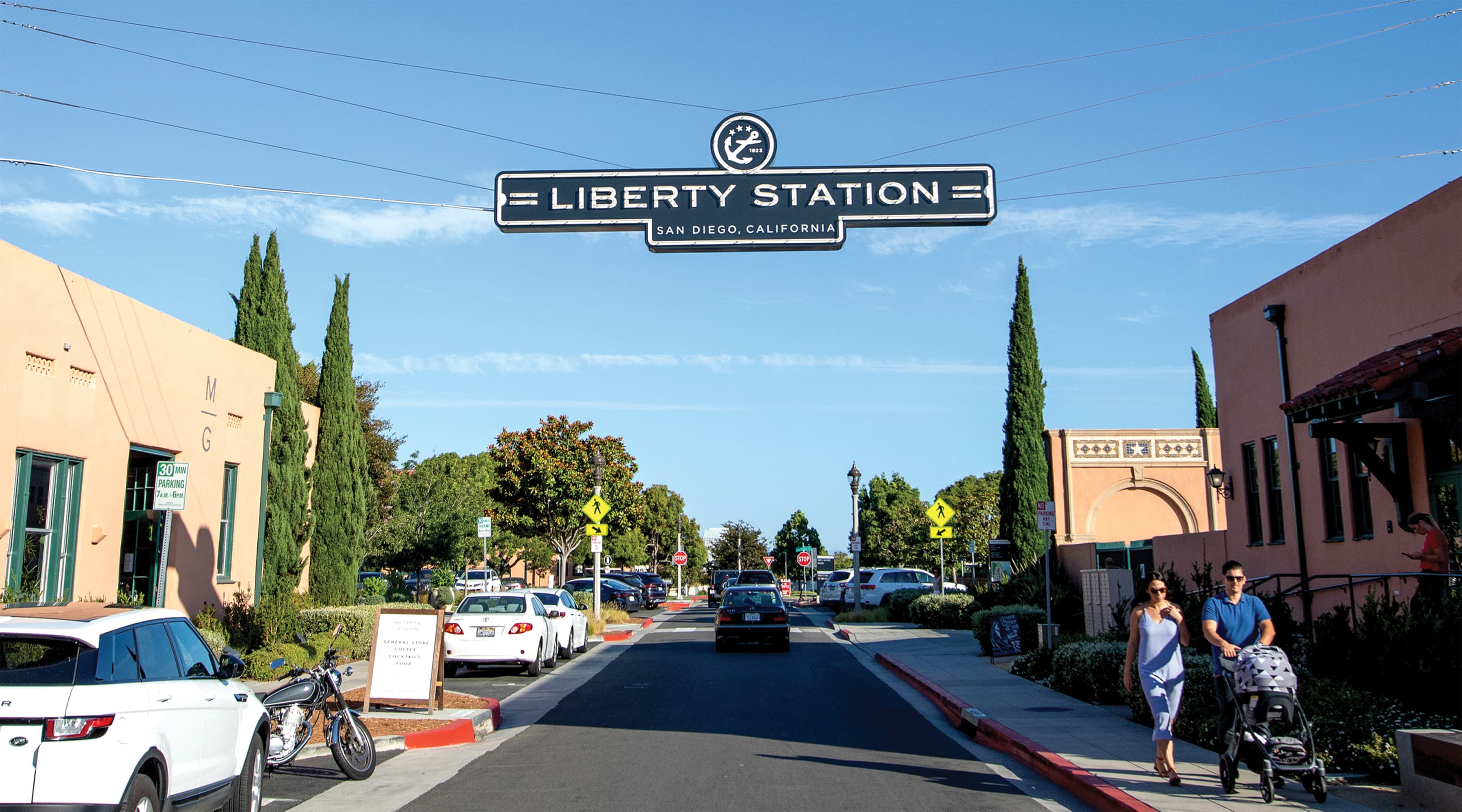 Liberty Station, San Diego, mixed-use project identity gateway signage design