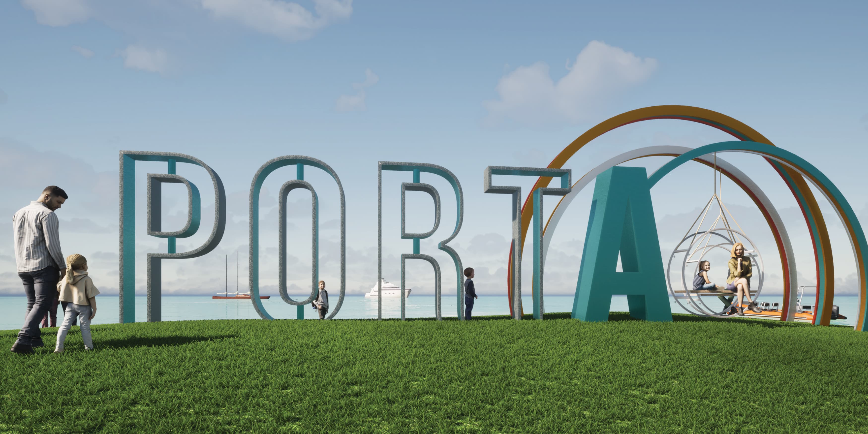 Rendering of the specialty interactive signage for the City of Port Aransas, designed by RSM Design. 