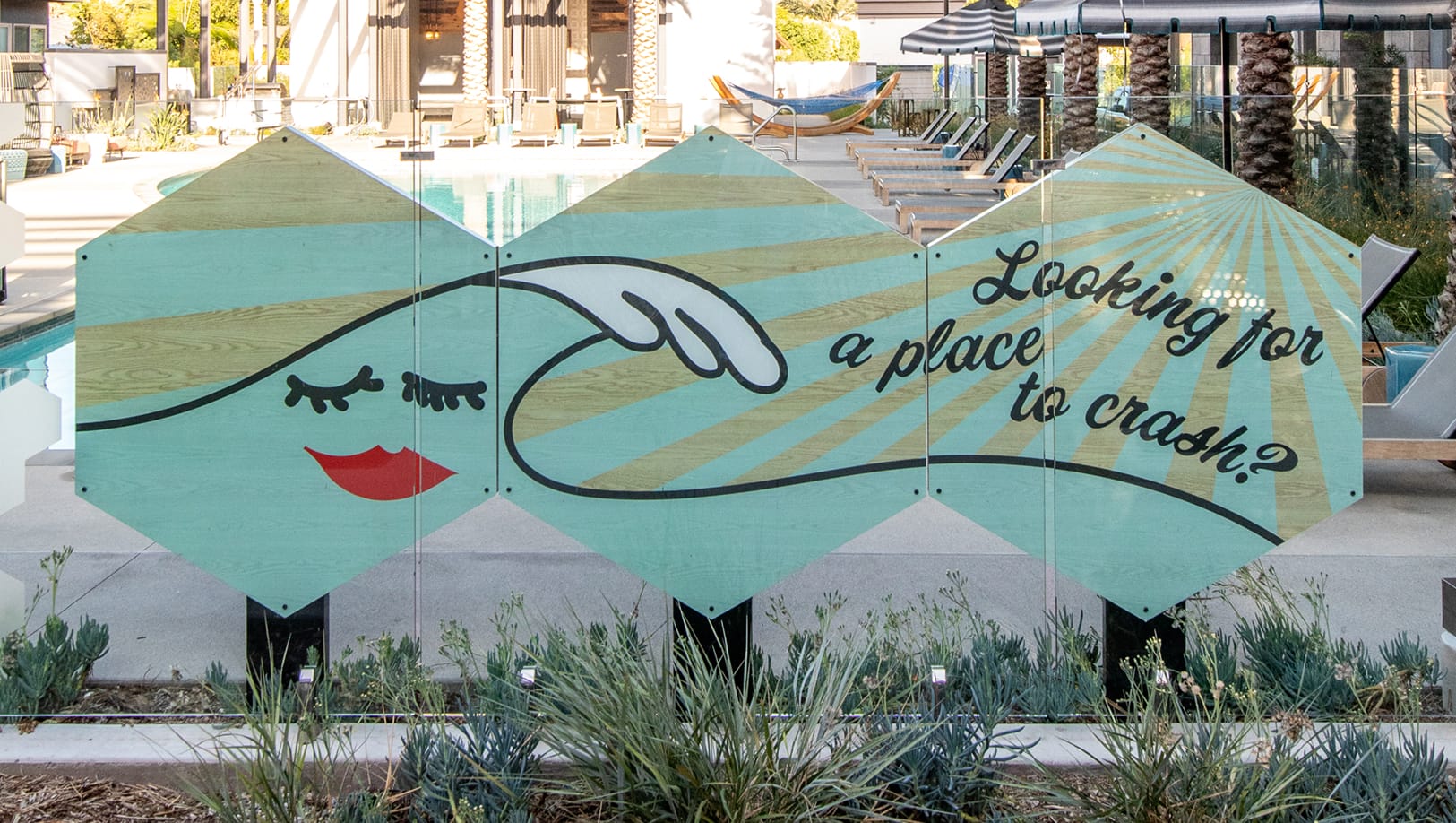 Persea residential community playful poolside wave illustration signage, environmental graphic design by RSM Design