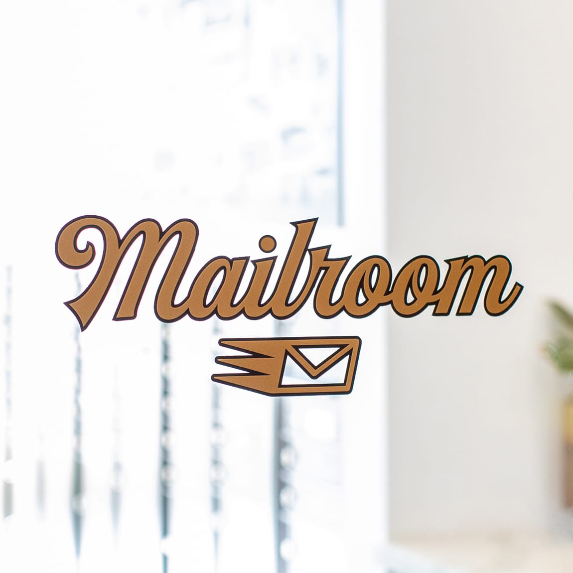 Persea residential community script Mailroom door signage with envelope icon, environmental graphic design by RSM Design