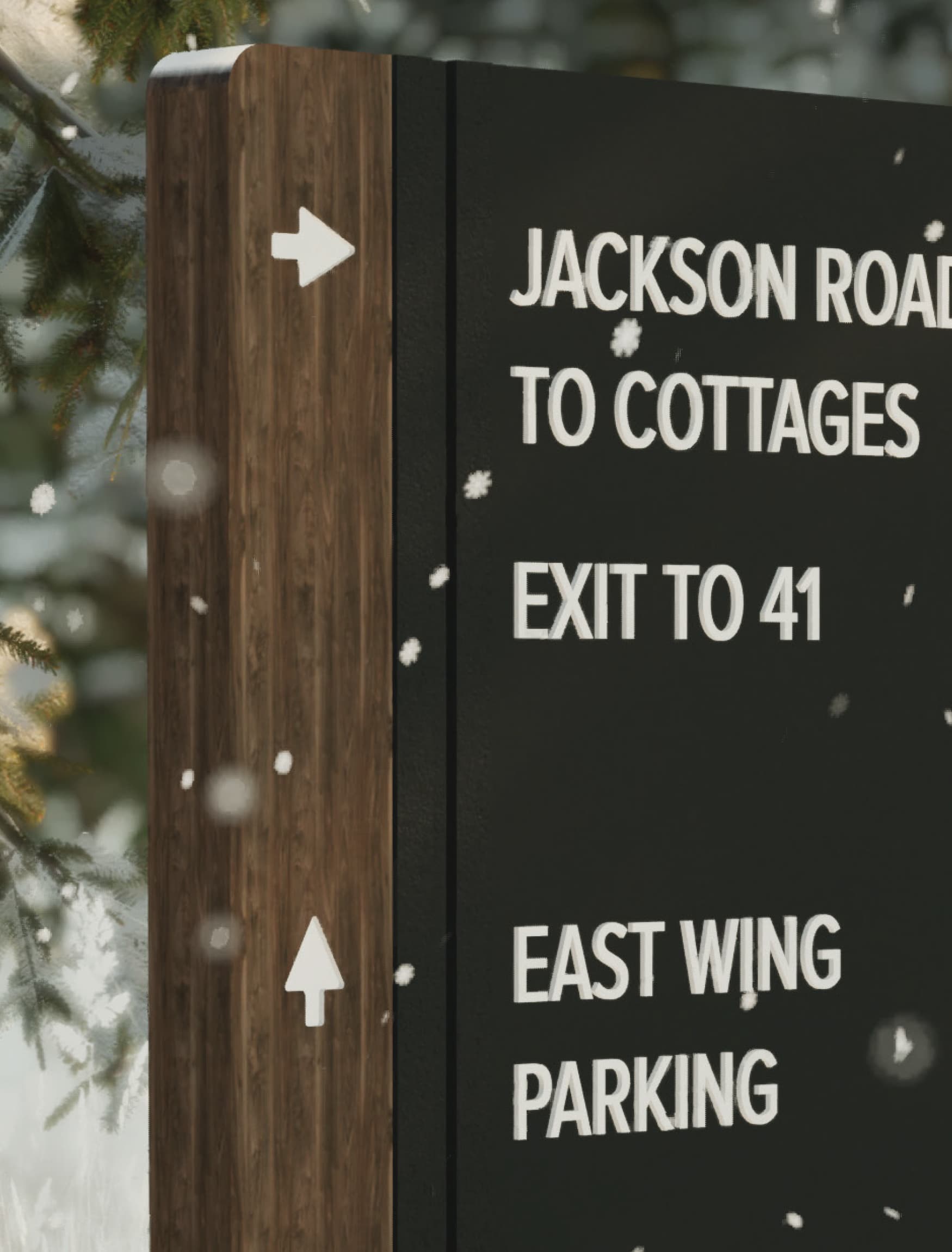 Close up detail image of a directional at Tenaya in Yosemite, designed by RSM Design