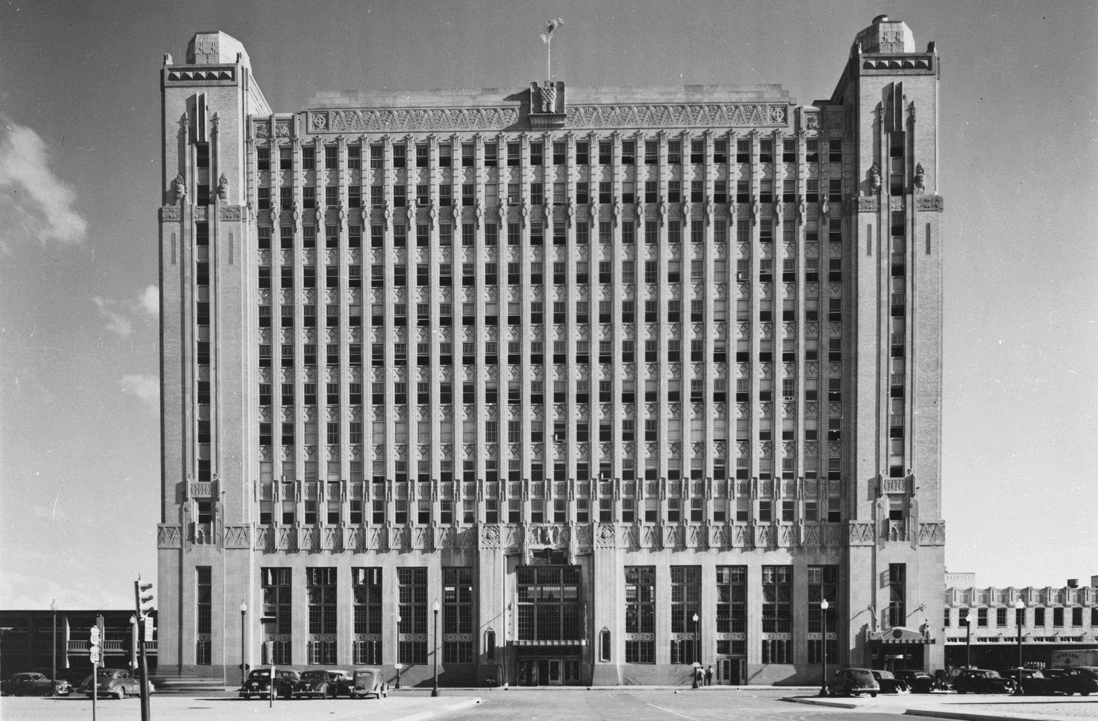 Historical image of the T&P Train Station from the outside. 