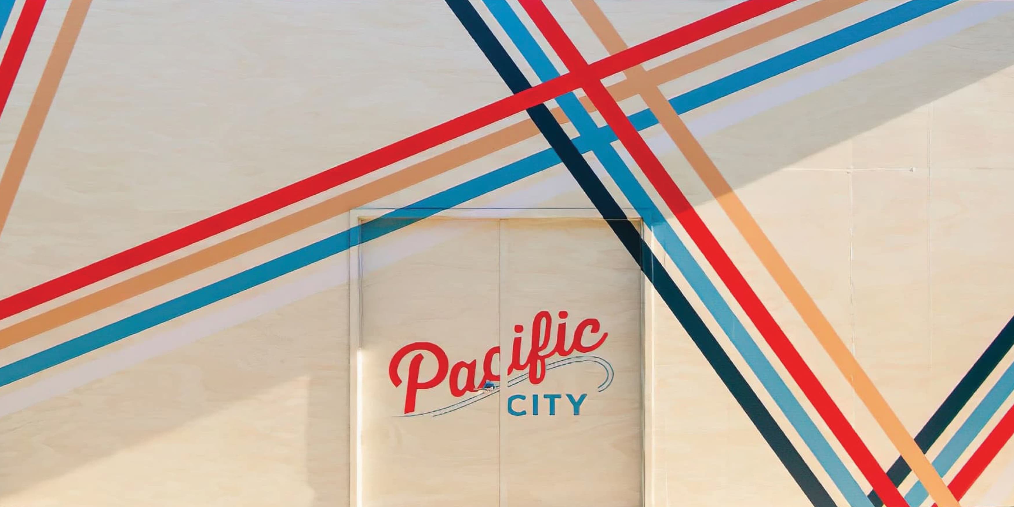 Image of the parking mural graphics at Pacific City, designed by RSM Design. 