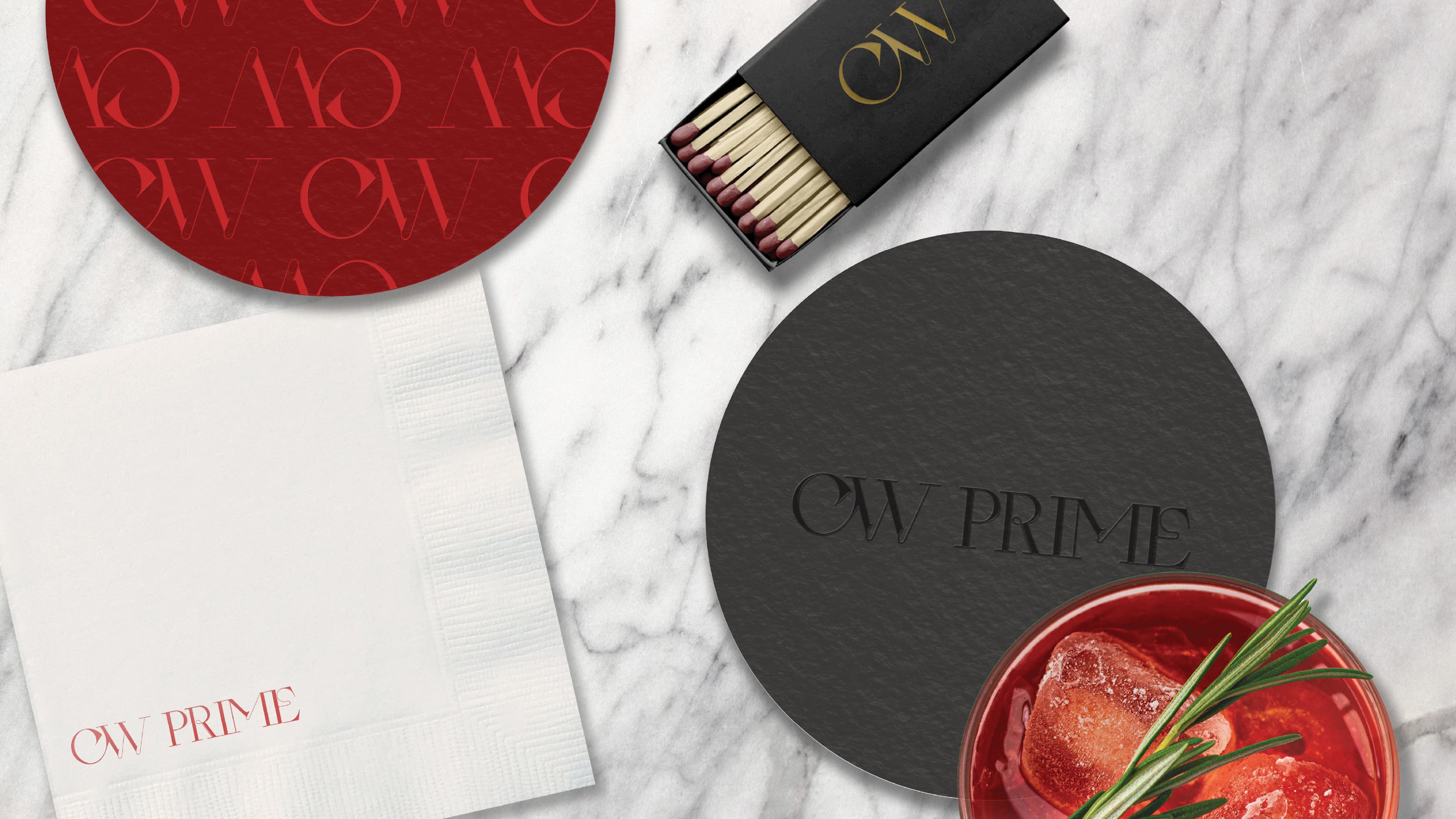 Image of CW Prime branded collateral, branded by RSM Design for the St. Regis Longboat Key Resort. 