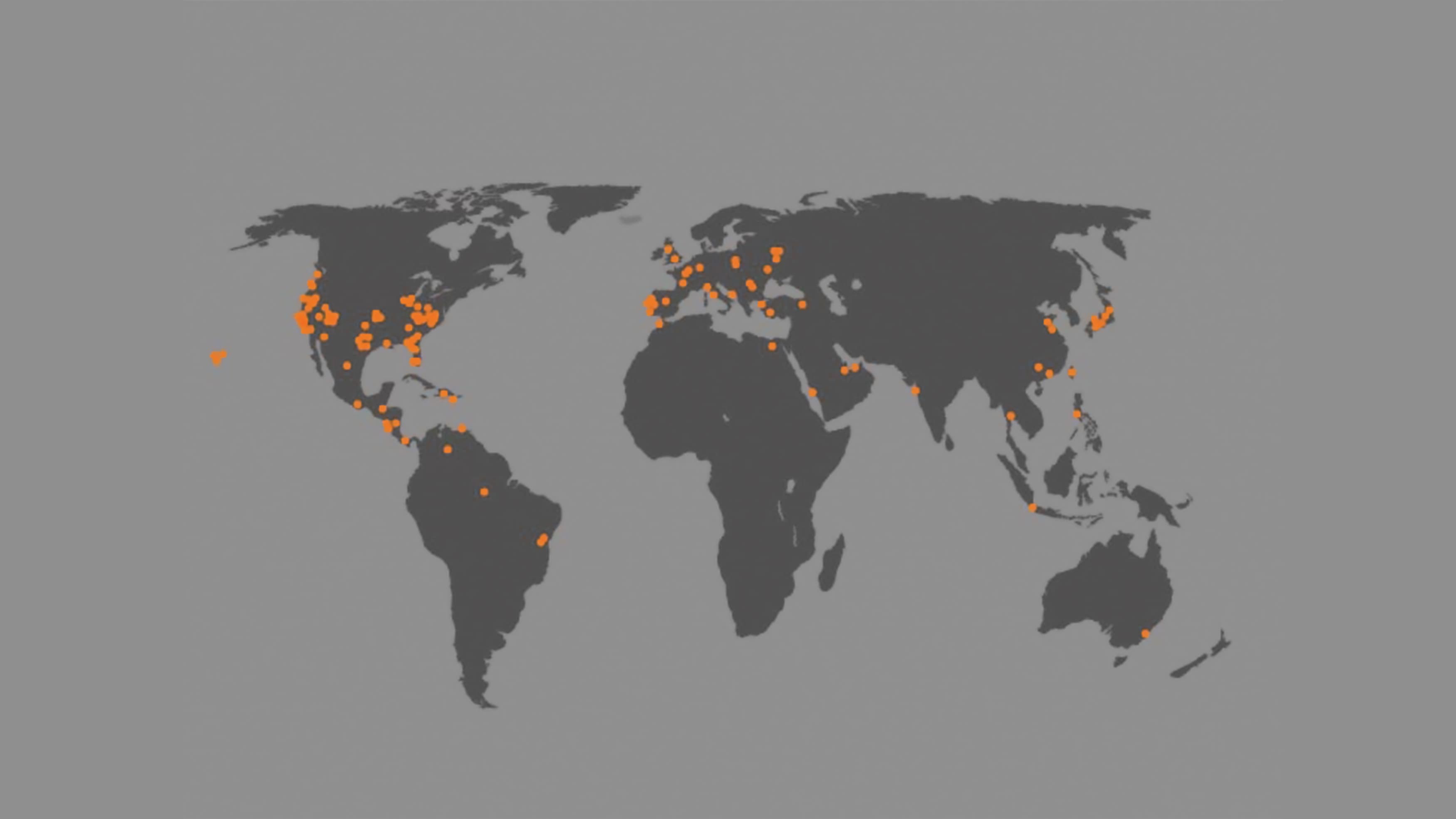 World map with orange dots indicating projects in which RSM has been involved