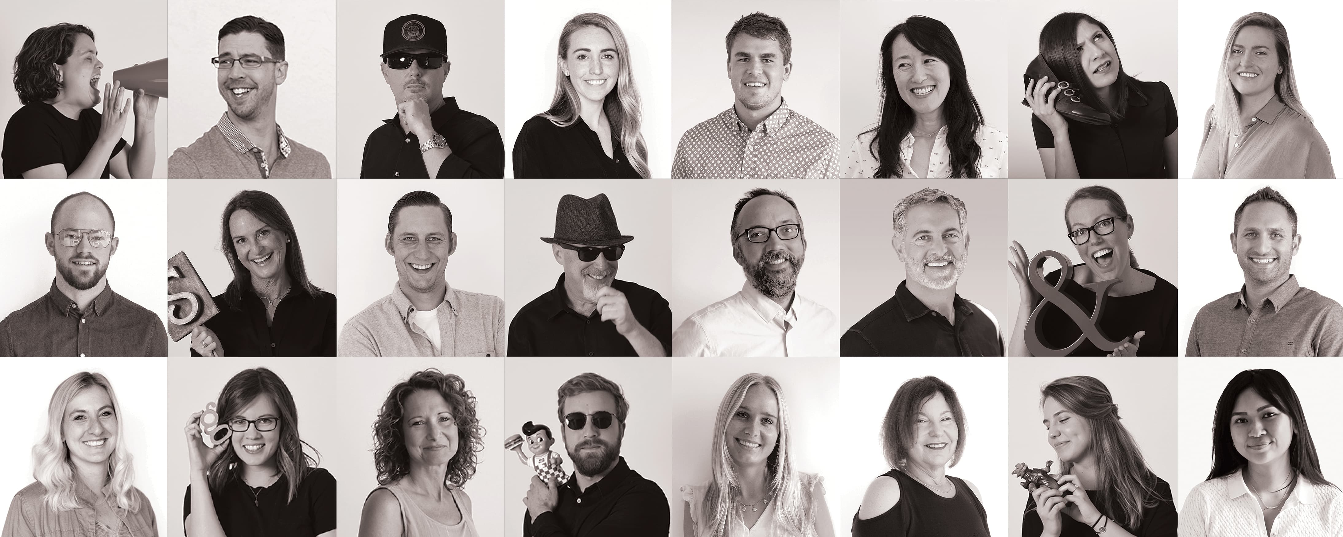Black and white images of RSM Design employees across our four environmental graphic design studio locations.