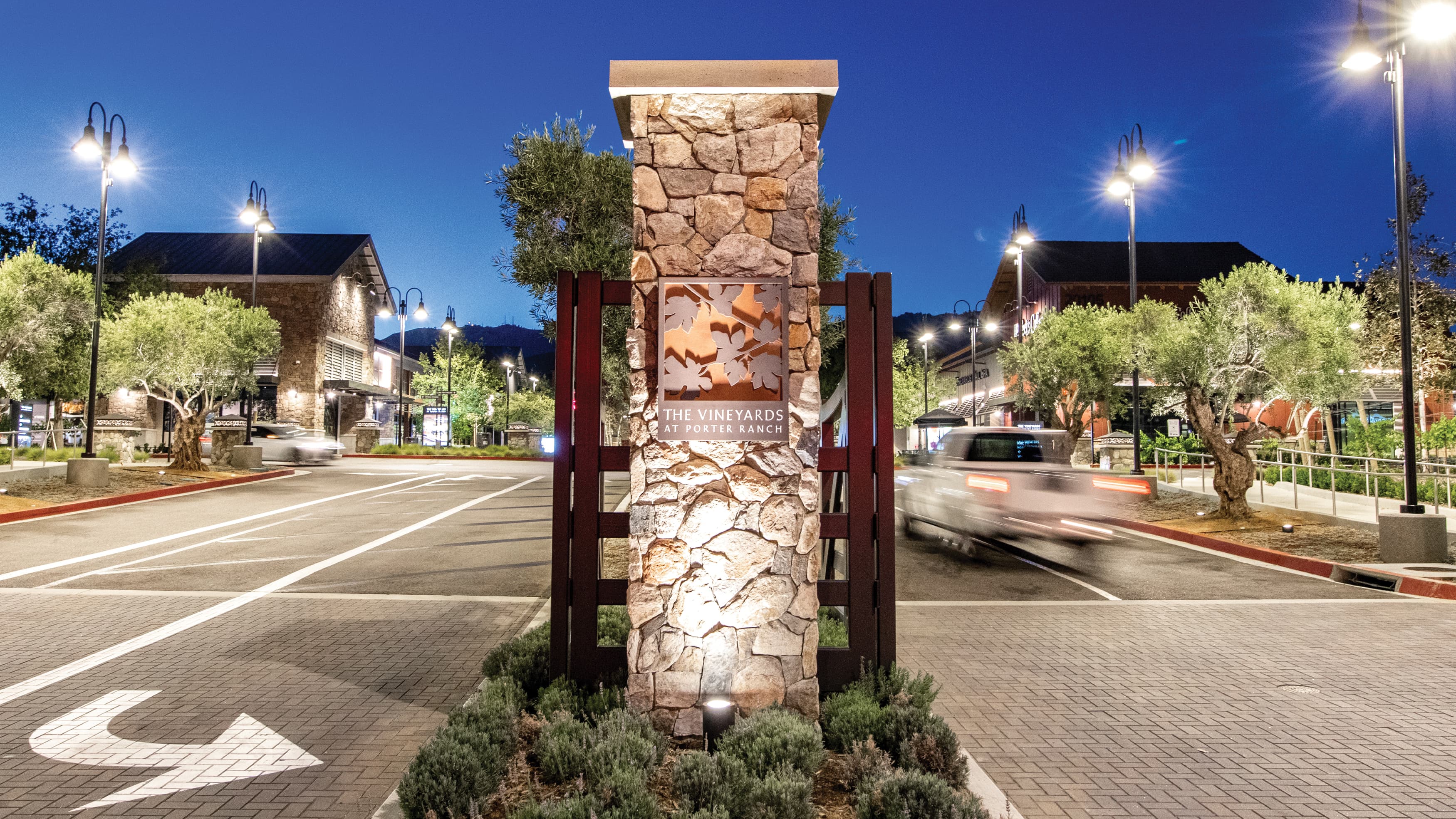 The entry monument for The Vineyards at Porter Ranch.