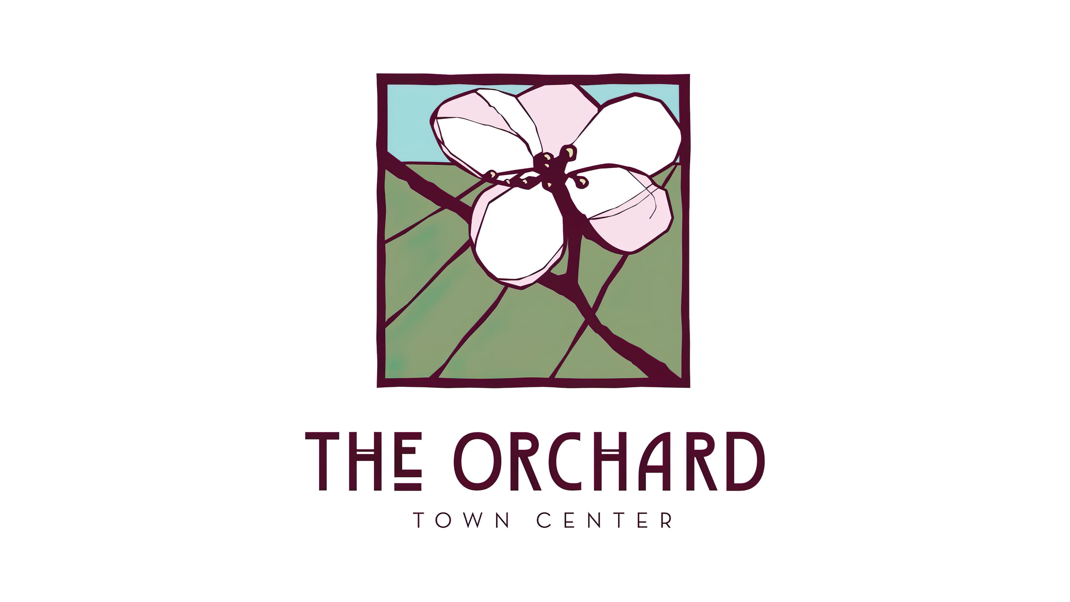 The Orchard stained-glass style flower logo-mark and logo