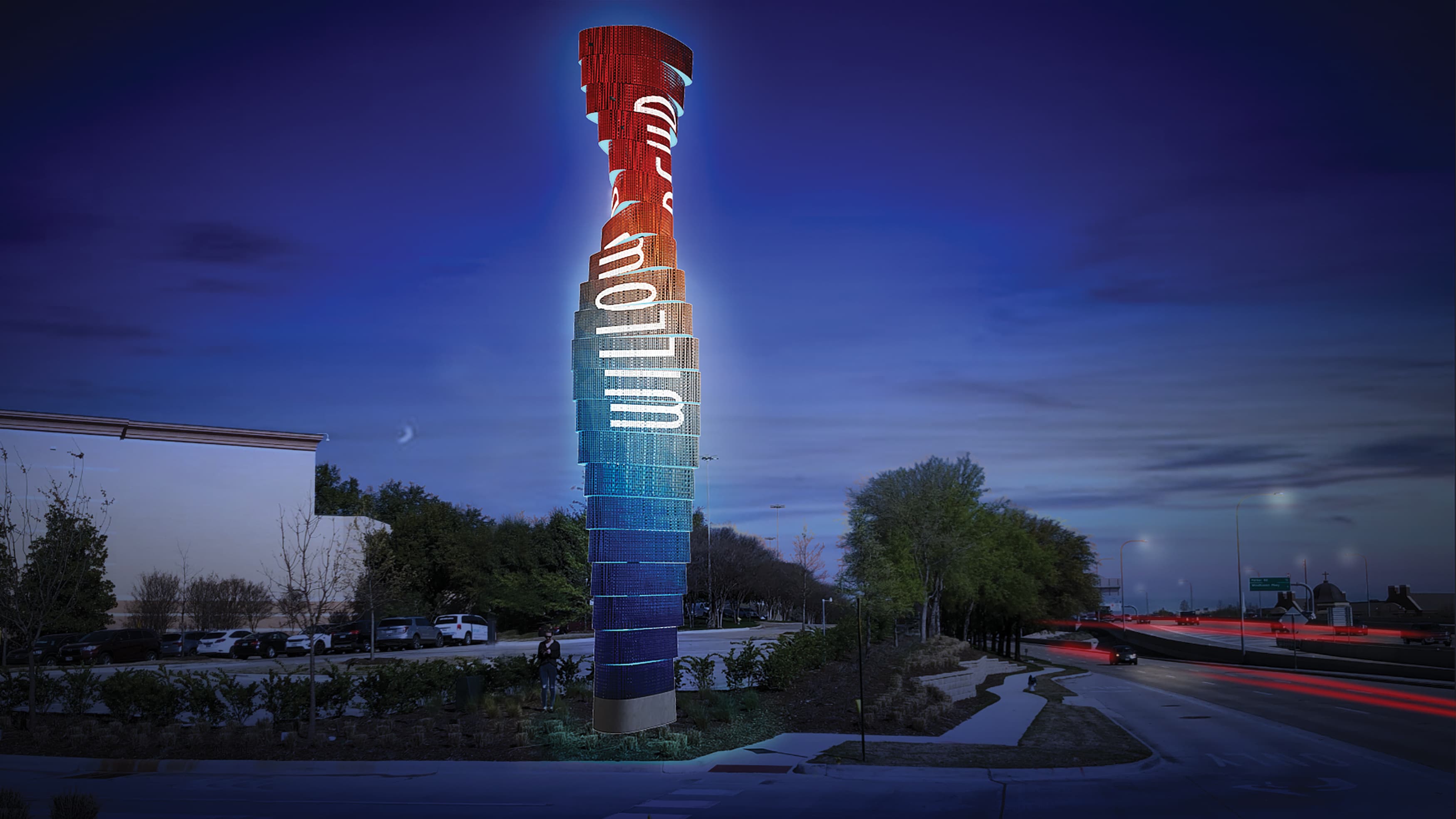 A multi-colored, dynamic pylon design for RSM Design.