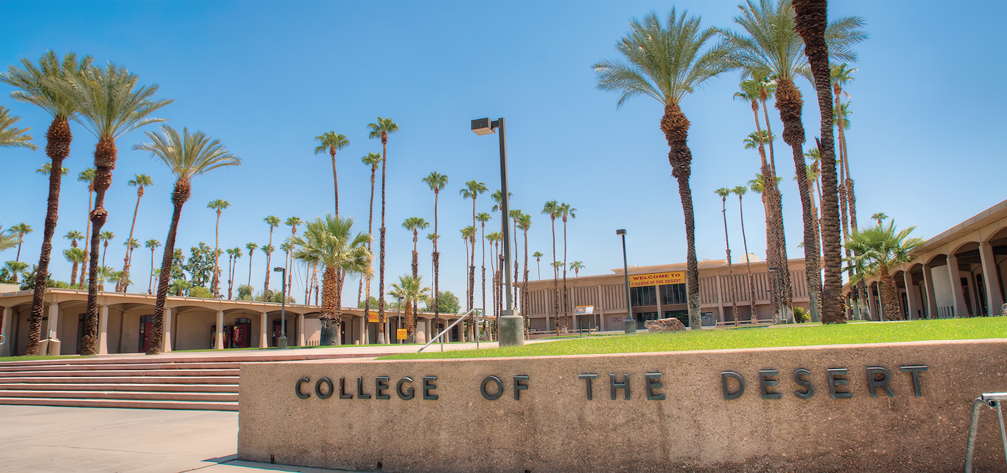 College of the Desert in Palm Springs, California. RSM Design created the campus wide signage guidelines, which includes both vehicular and pedestrian wayfinding and building identities.