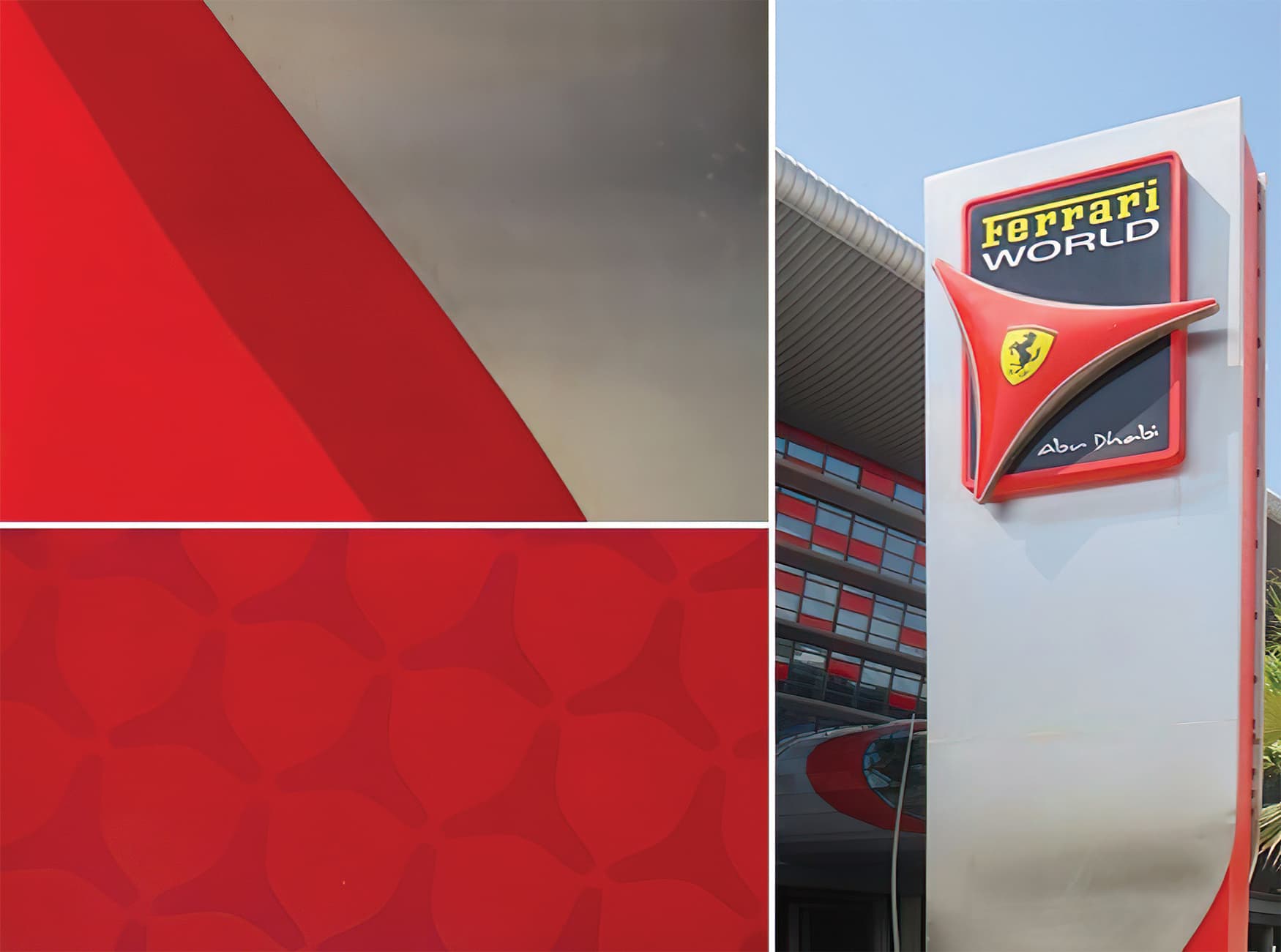 Ferrari World in Abu Dhabi in the United Arab Emirates. Project Identity Totem.