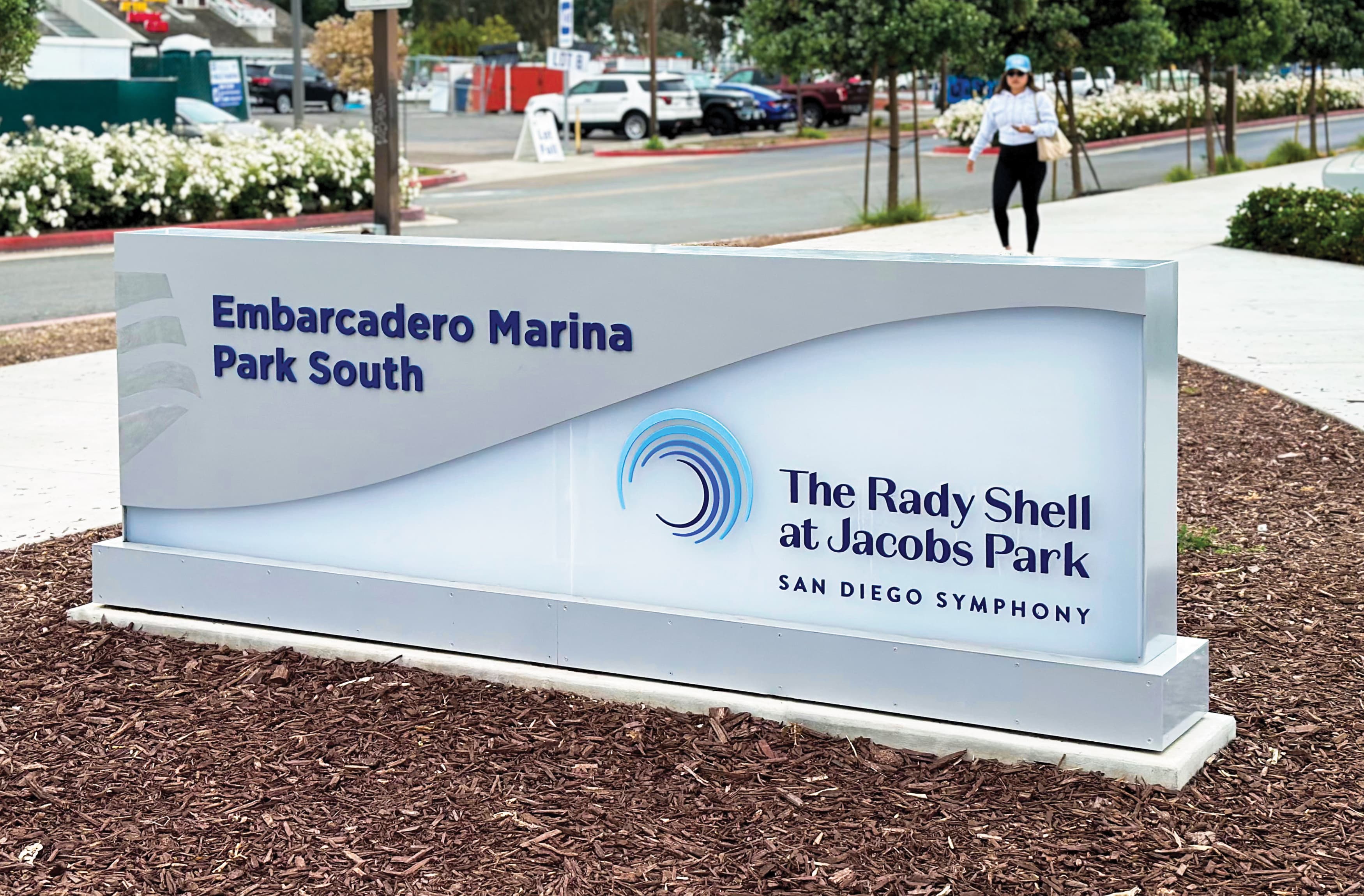 Image of the master sign for the Embarcadero Martina Park South. 