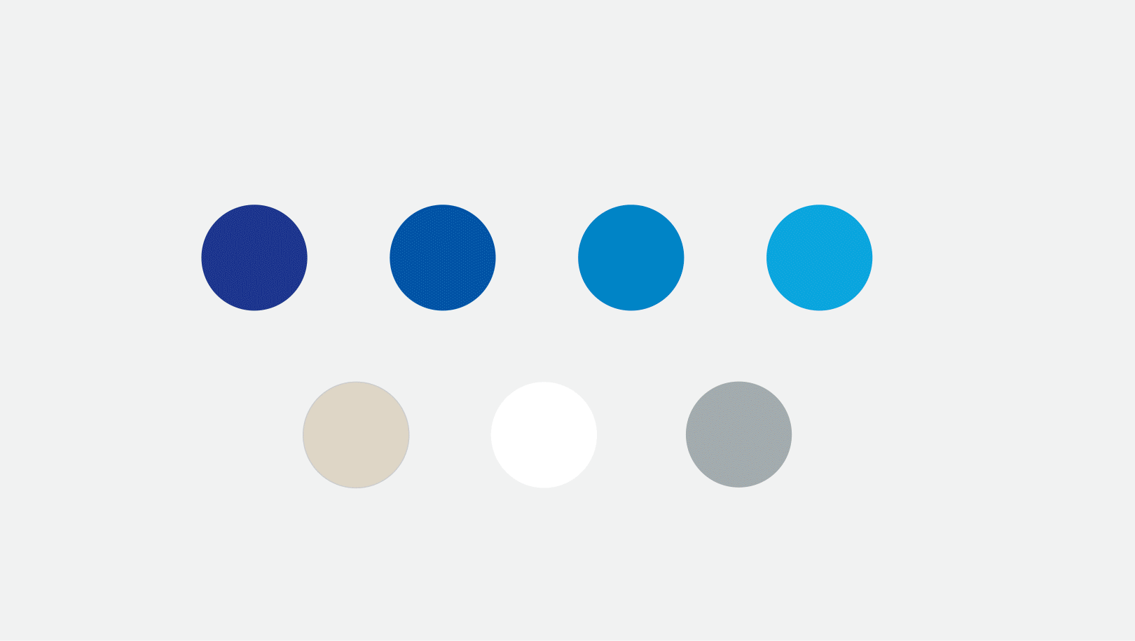 Animated GIF of Creekside Labs brand color palette featuring blue tones, neutrals, and accent colors, illustrating visual identity design and brand development for life science campuses, workplace environments, and innovation district placemaking.