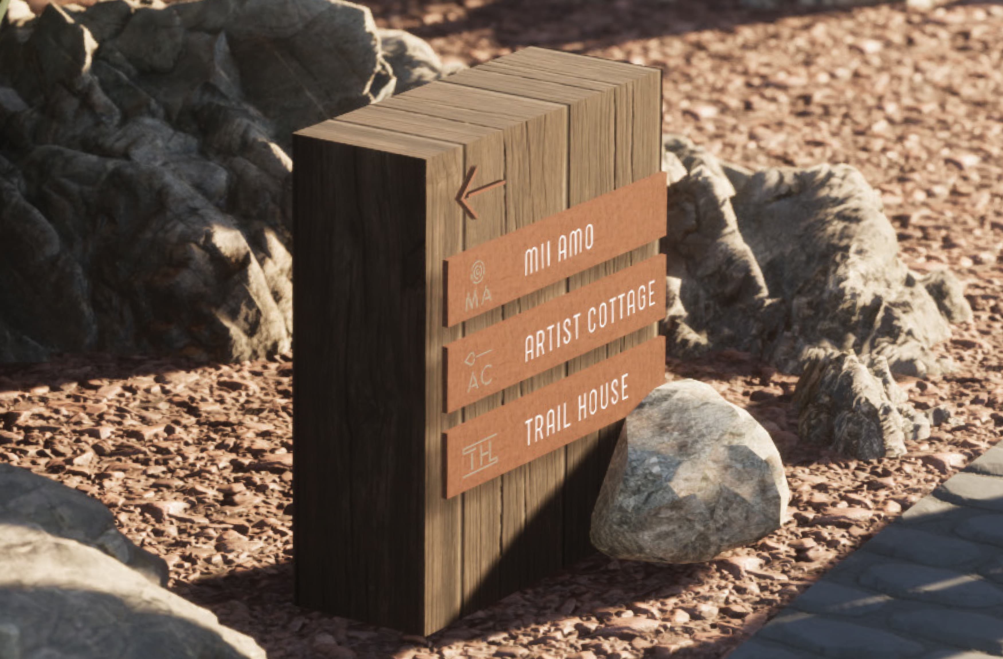 Close up image of the pedestrian directional at Enchantment Resort in Sedona, Arizona. 