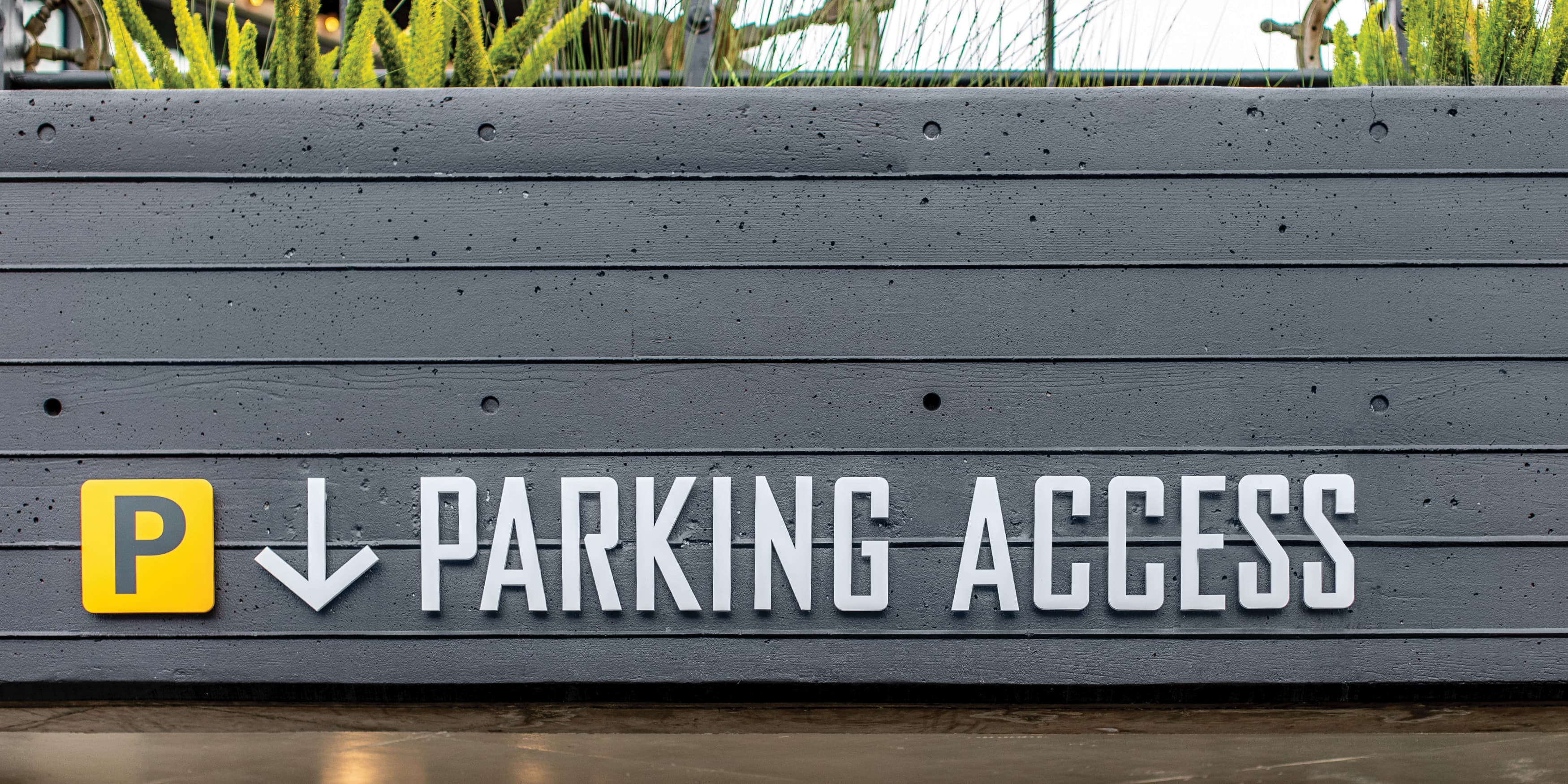 Parking entrance signage at Jack London Square. 