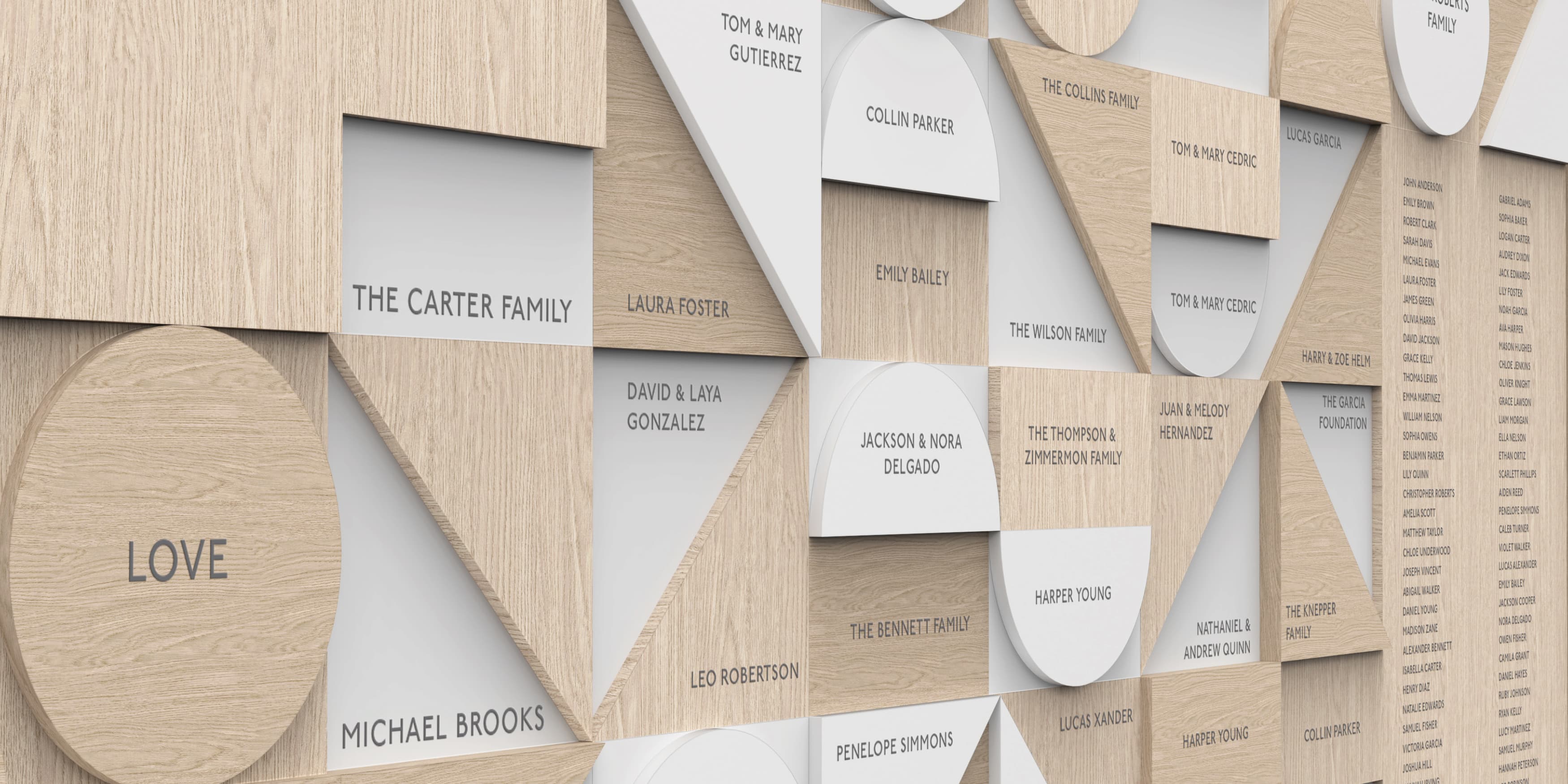 Close up image of the donor wall at Gonzales Community Center in Gonzales, California. 