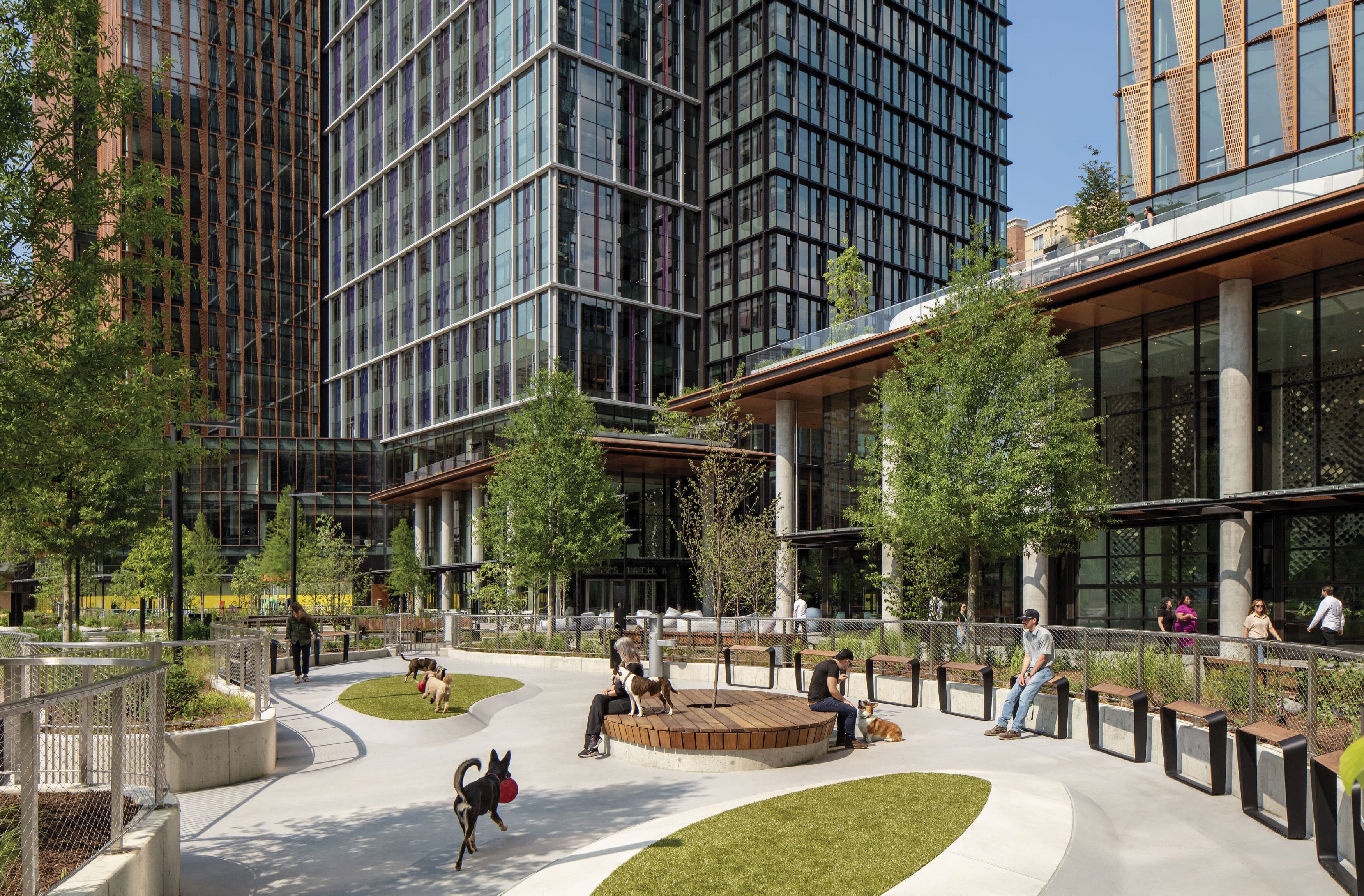 Experience Amazon's Met Park, a dynamic blend of modern architecture and lush green spaces in the heart of the urban campus. Explore office buildings, recreational areas, and vibrant community spaces designed for innovation and relaxation.