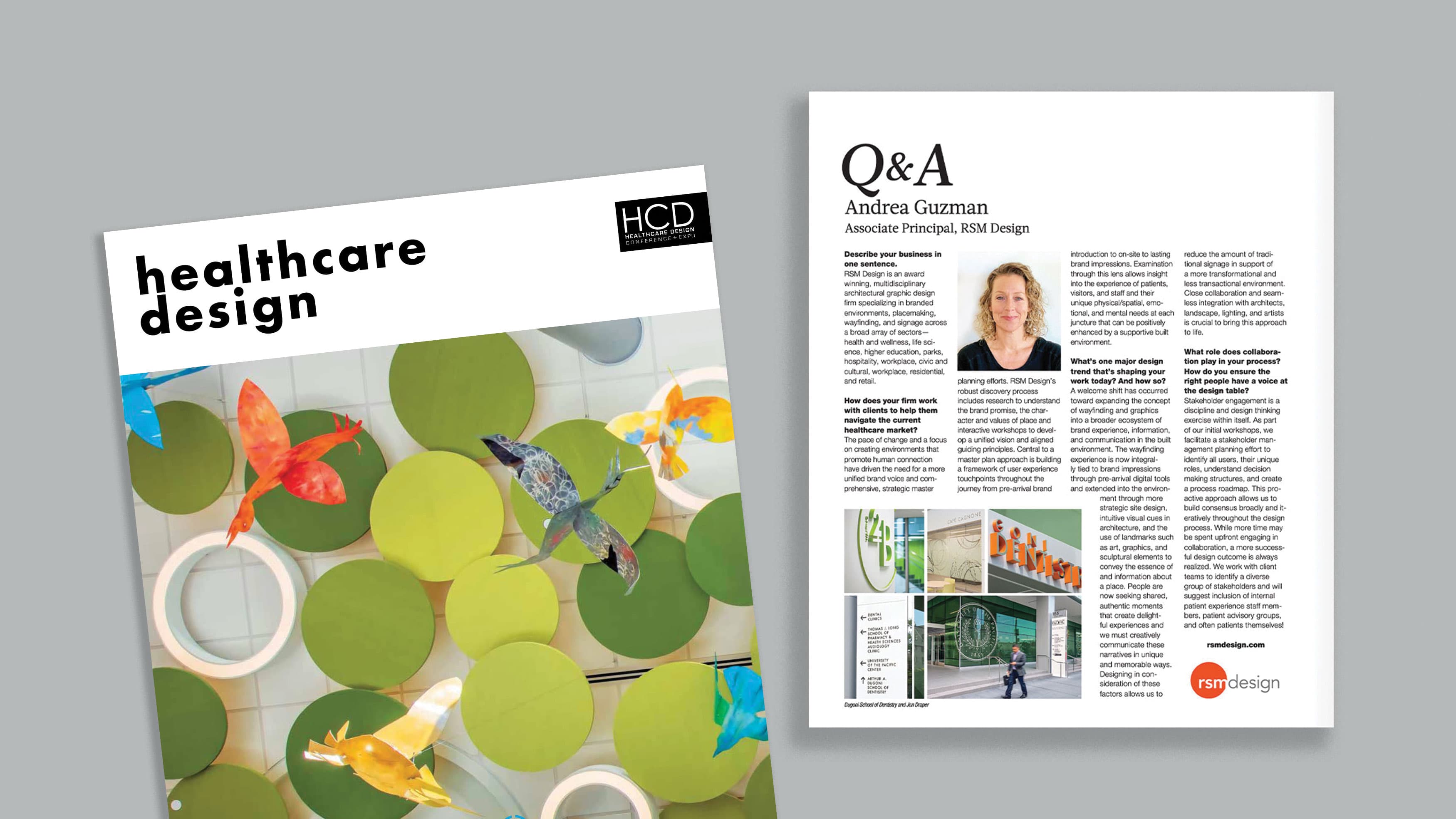 Mockup of Healthcare Design Magazine with Andrea Guzman feature.